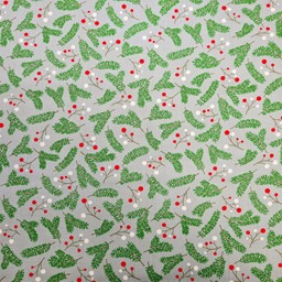 Zeige Details für Weihnachtsstoff Baumwollstoff Mistelzweig beige grün rot Bild von Weihnachtsstoff Baumwollstoff Mistelzweig beige grün rot