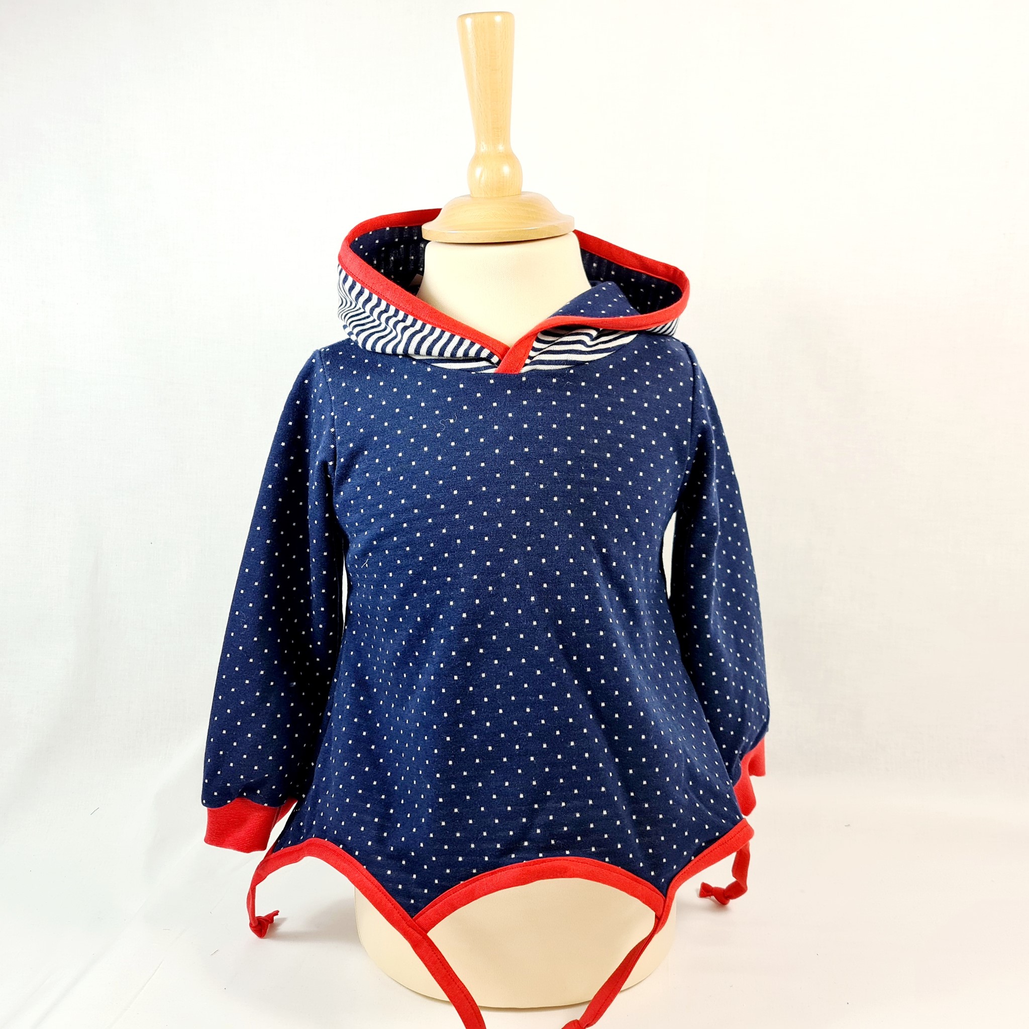 Bild von Kinderpulli, Kapuzenpulli, blau, weis, rot