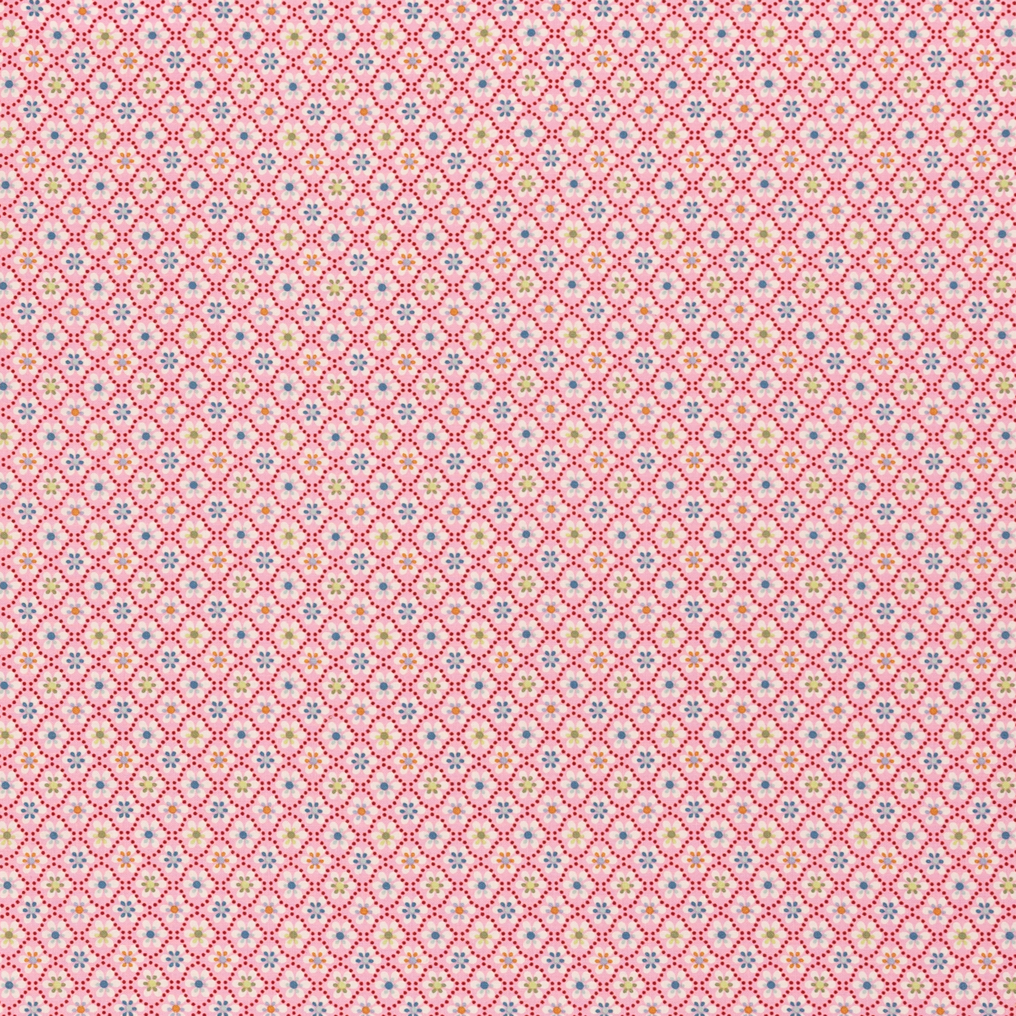 Bild von Baumwollstoff bedruckt rosa, weiß