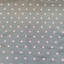 Bild von Baumwolljersey grau, rosa Sterne