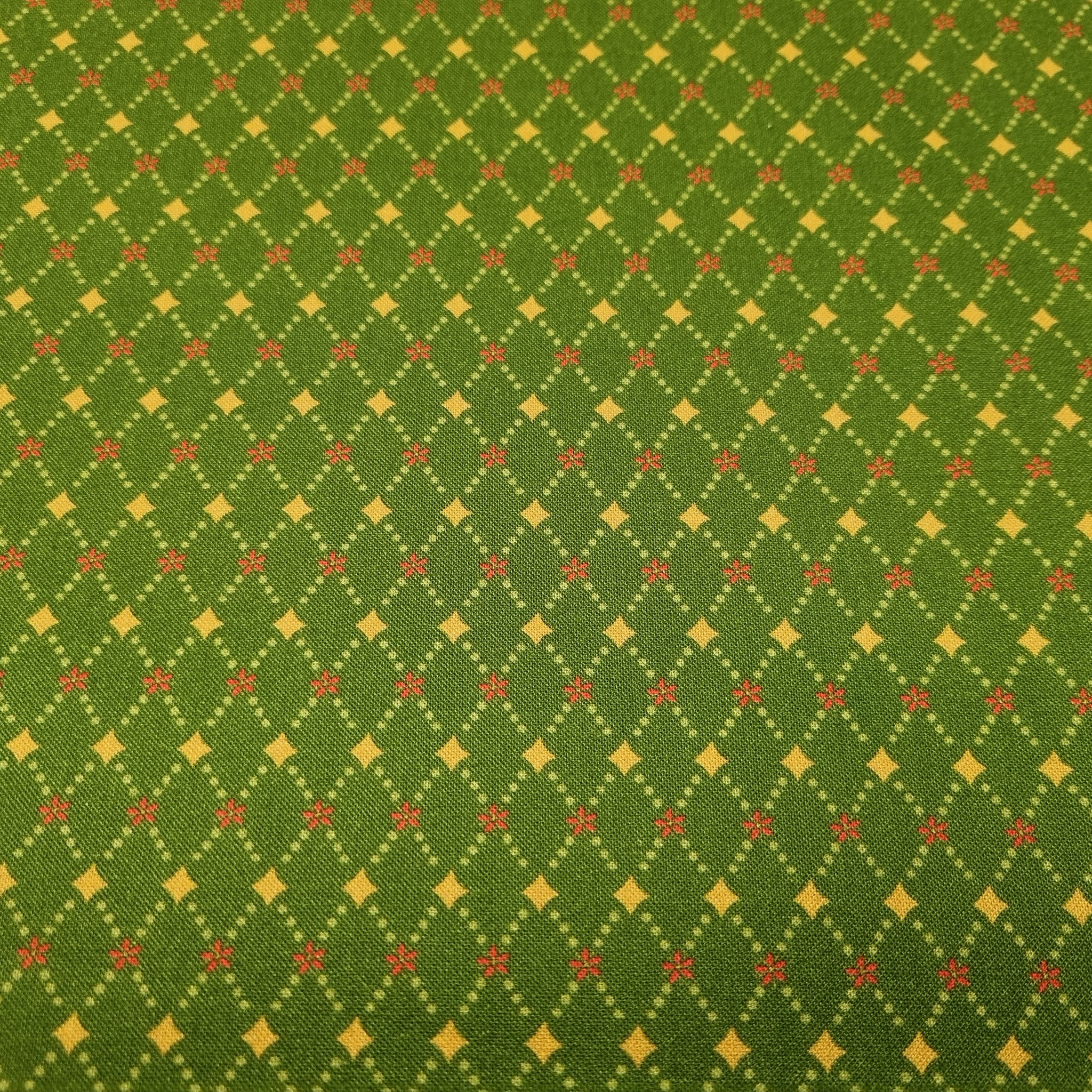 Bild von Weihnachtsstoff grün, gold Karo